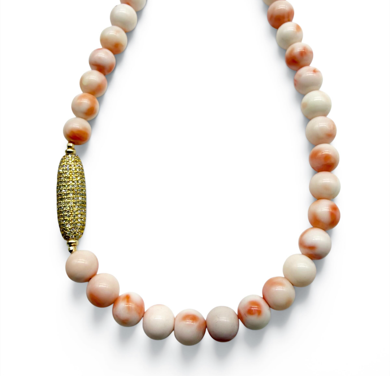 CORAL & DIAMOND BEAD NECKLACE