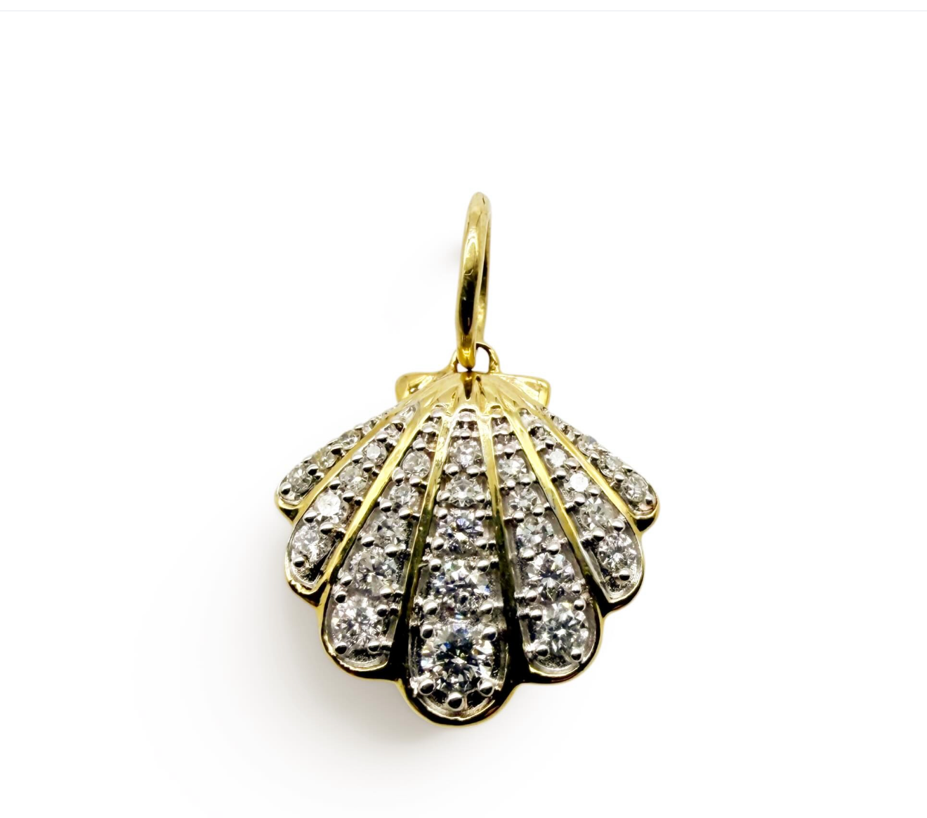 SOLID GOLD & DIAMOND 14K GOLD SHELL CHARM