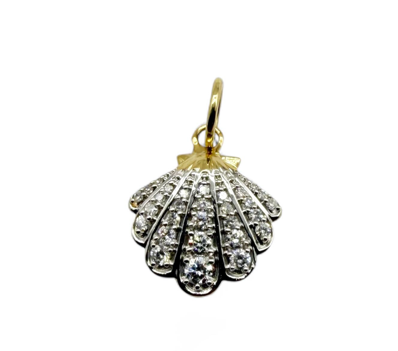 SOLID GOLD & DIAMOND 14K GOLD SHELL CHARM