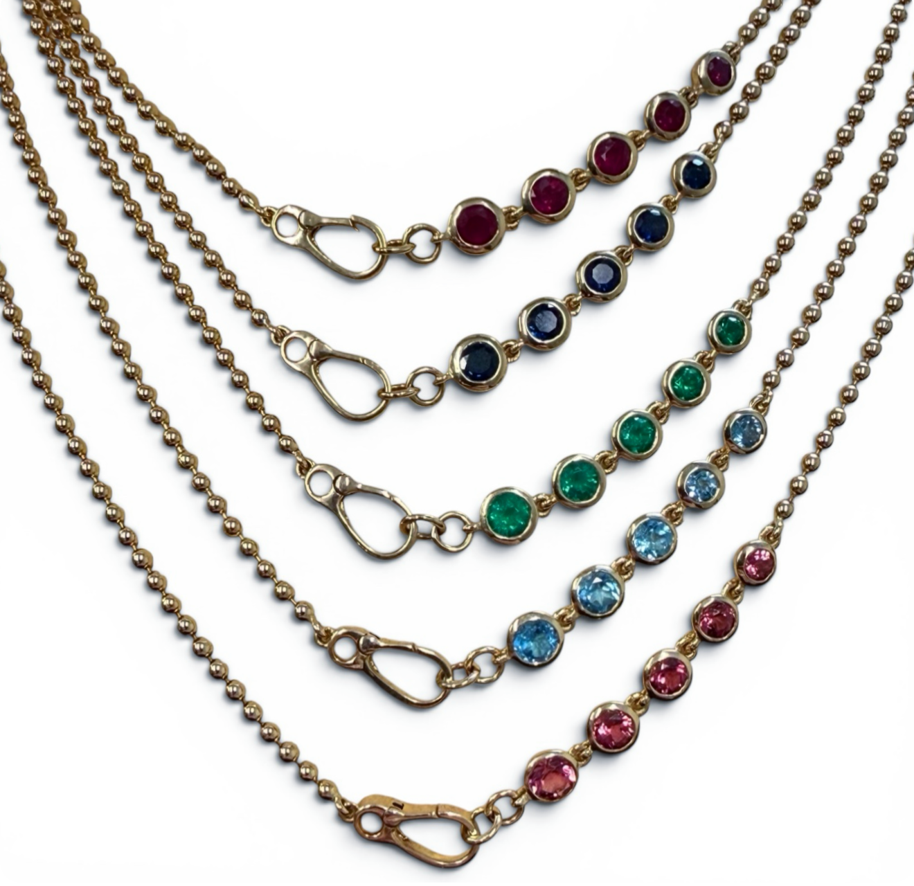 14K GOLD GEM HALO NECKLACES