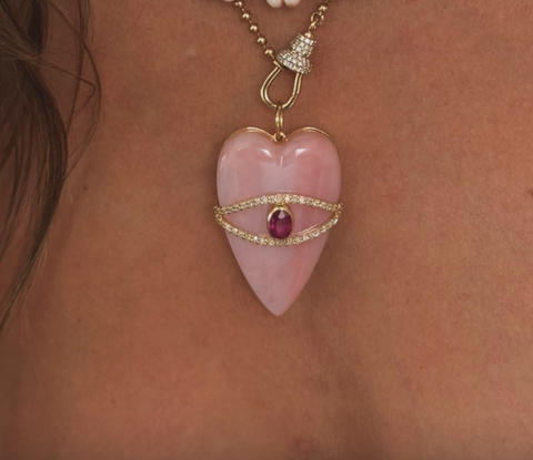 PINK OPAL & DIAMOND EVIL EYE CHARM