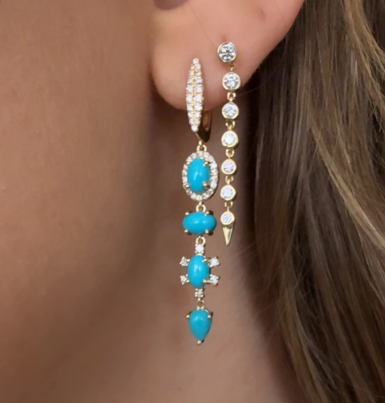 TURQUOISE & DIAMOND DROP EARRINGS