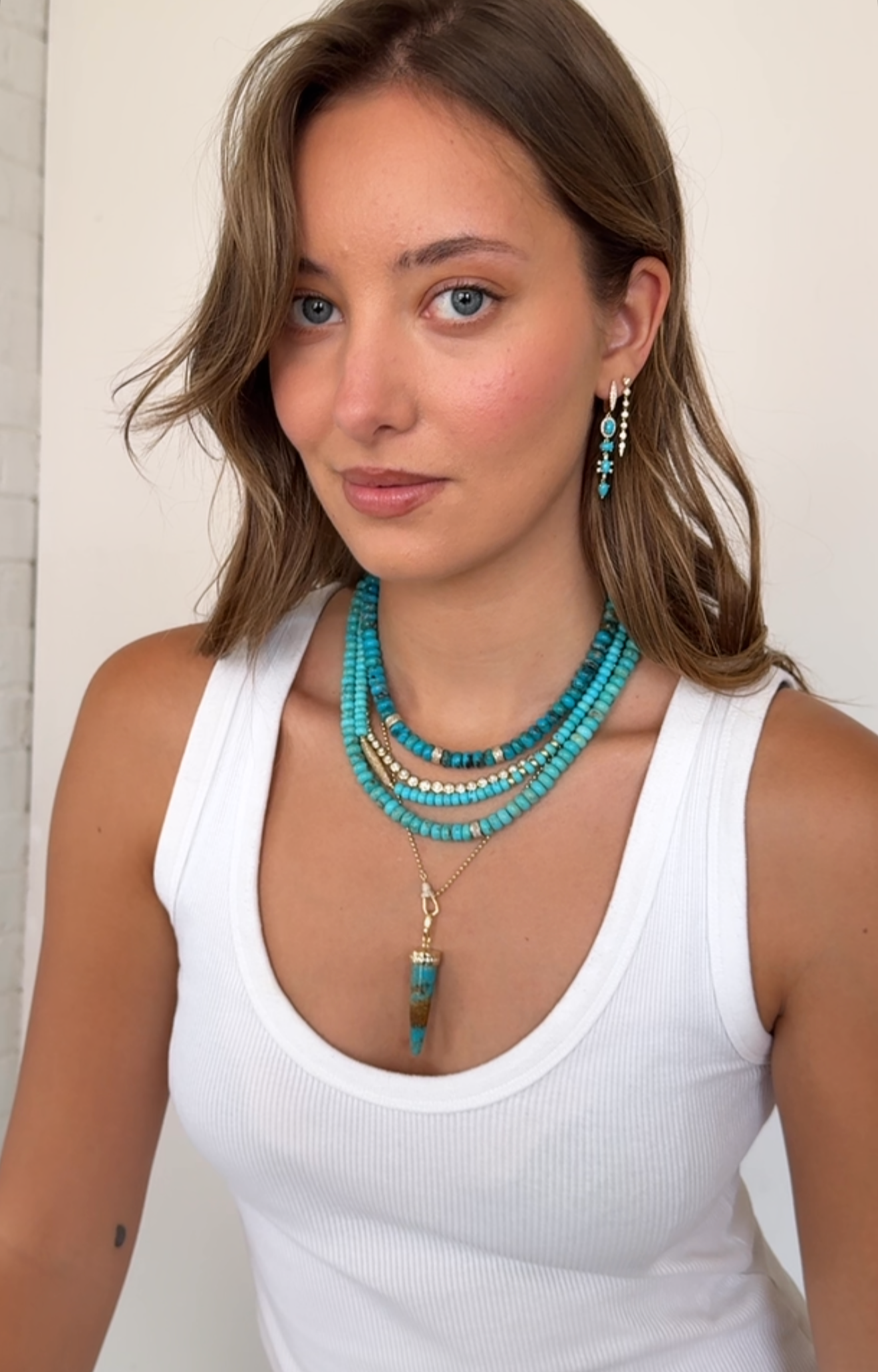 TURQUOISE & DIAMOND DROP EARRINGS