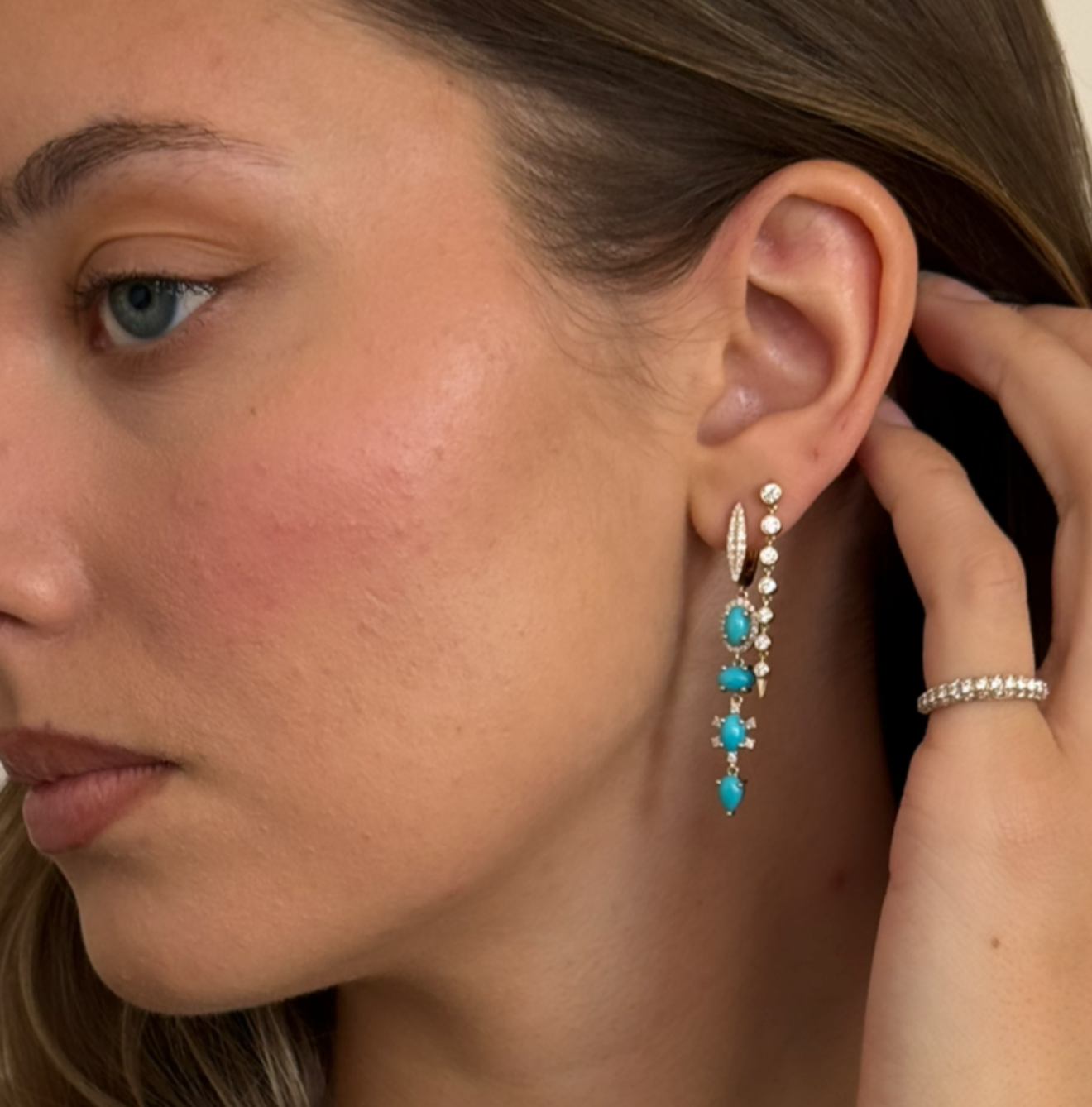 TURQUOISE & DIAMOND DROP EARRINGS