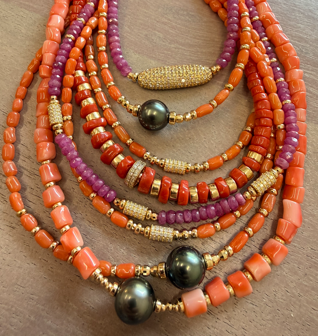 CORAL AND TAHITIAN PEARL NECKLACE