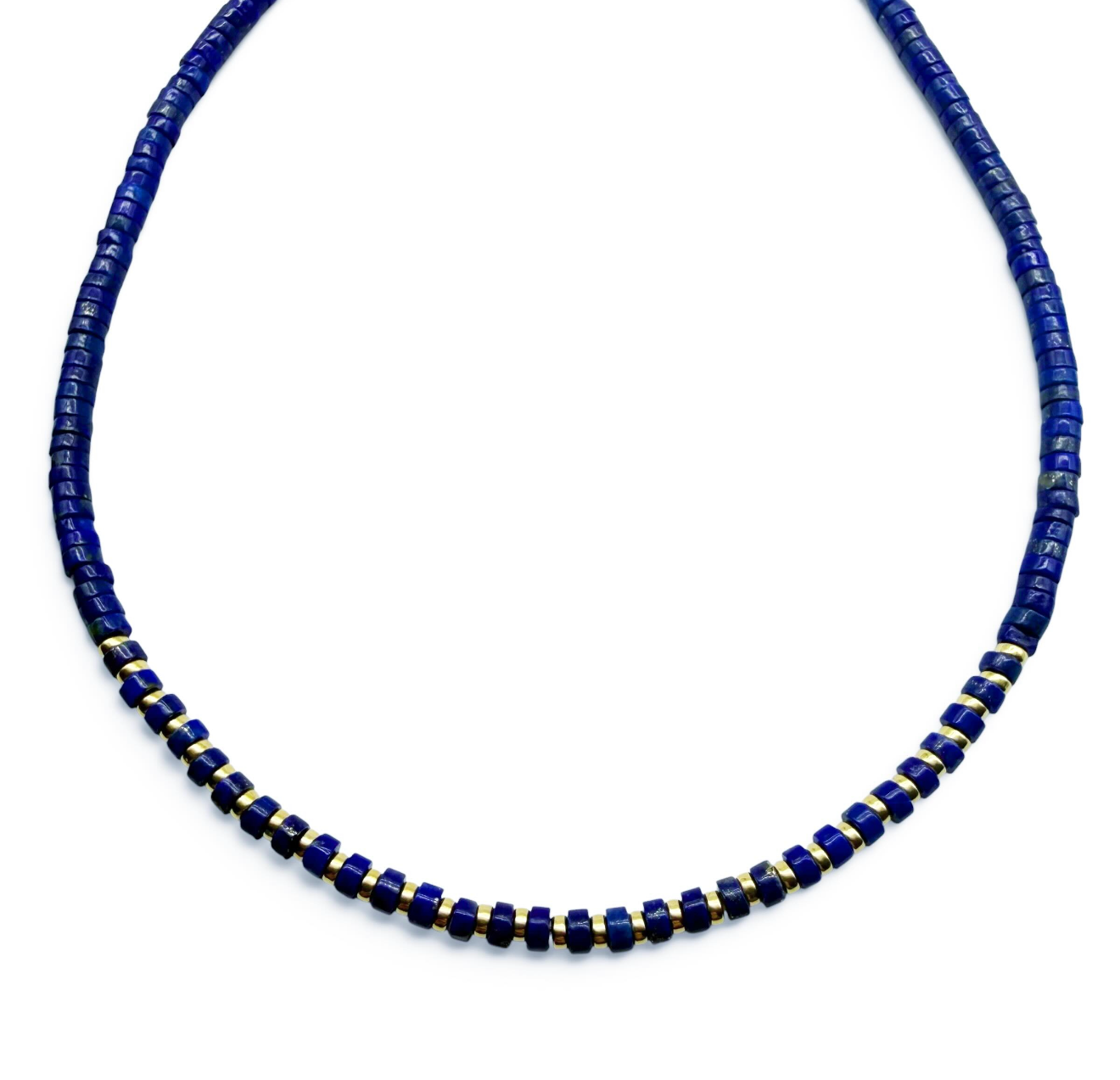 LAPIS AND GOLD BEADED NECKLACE