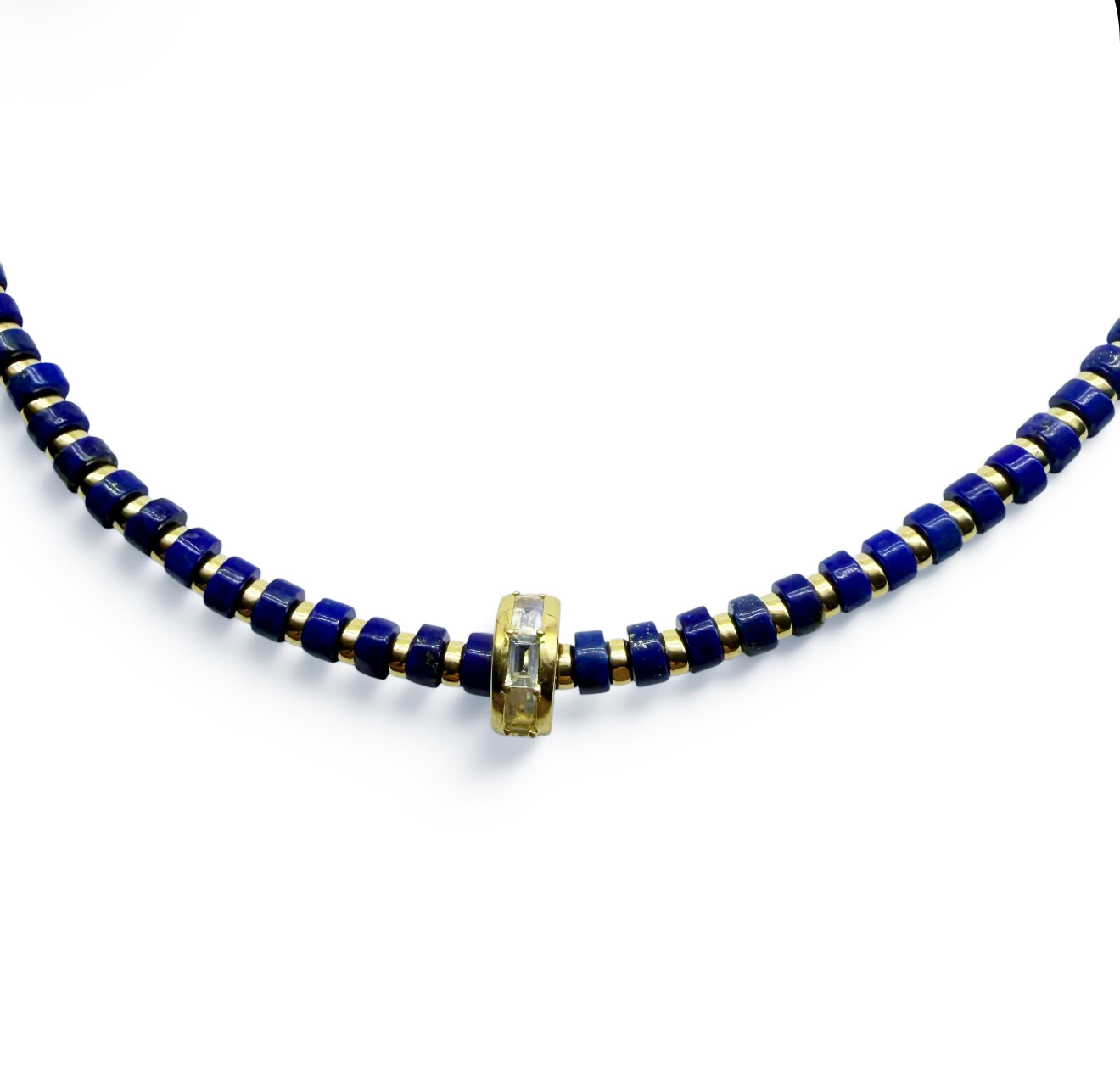 LAPIS AND GOLD BEADED NECKLACE