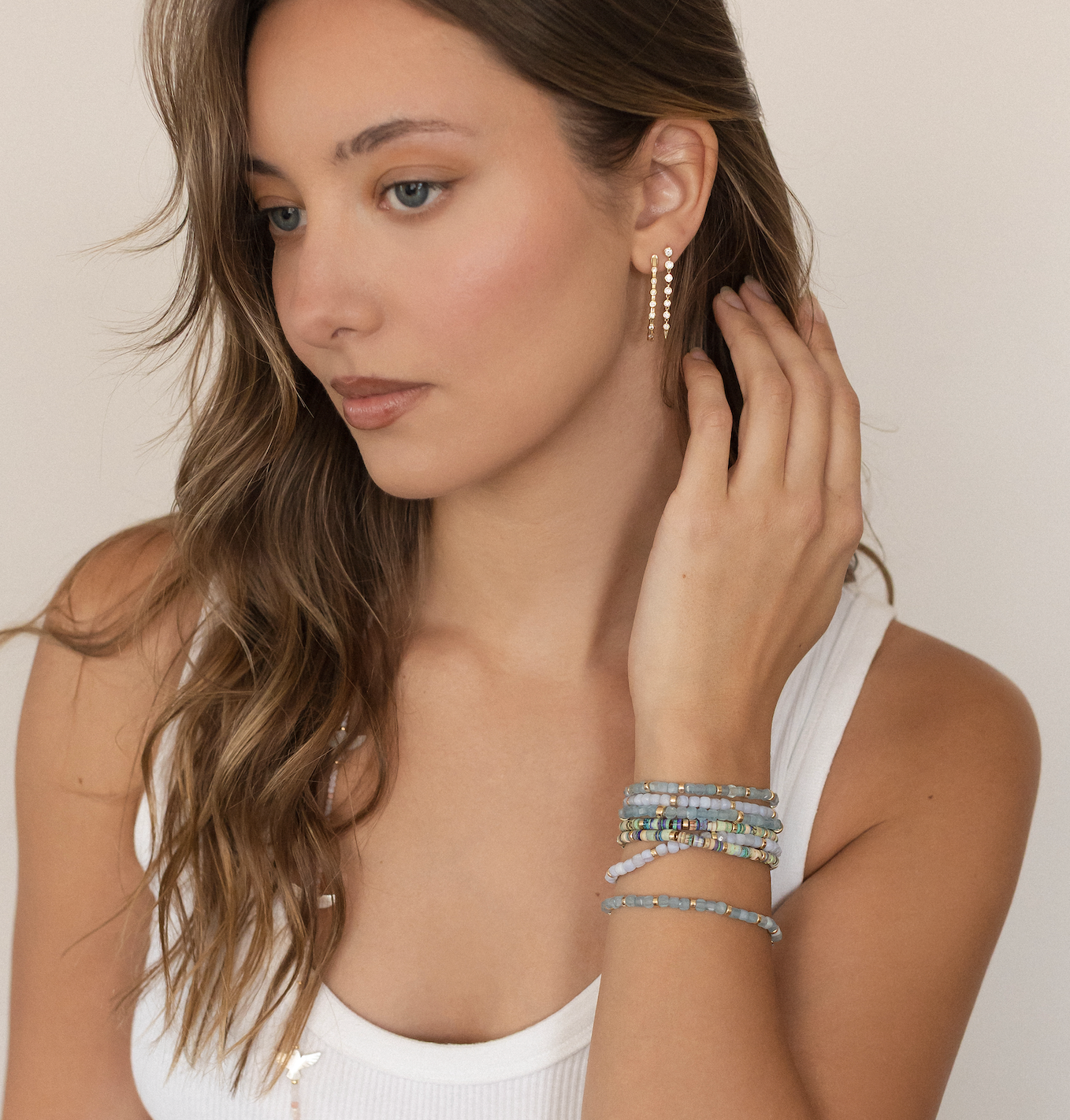 14K GOLD AND DIAMOND HOOPS