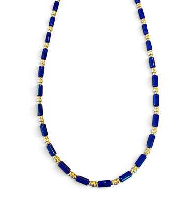 THE LAPIS AND GOLD BEAD NECKLACE