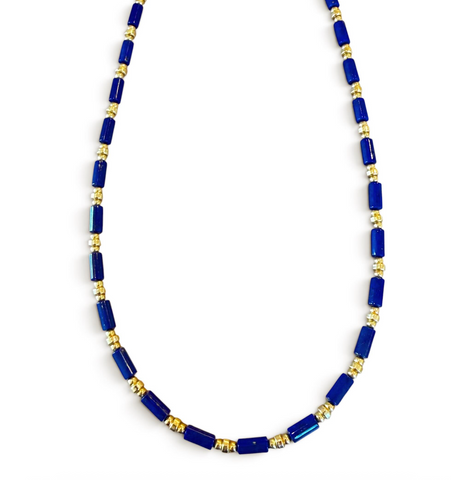 THE LAPIS AND GOLD BEAD NECKLACE