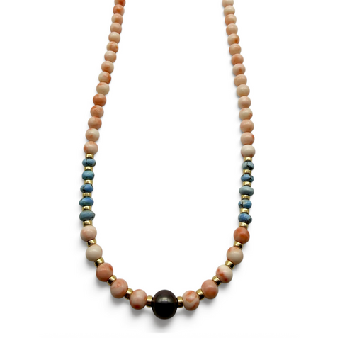 LONG CORAL, GOLDEN HILL & TAHITIAN PEARL NECKLACE