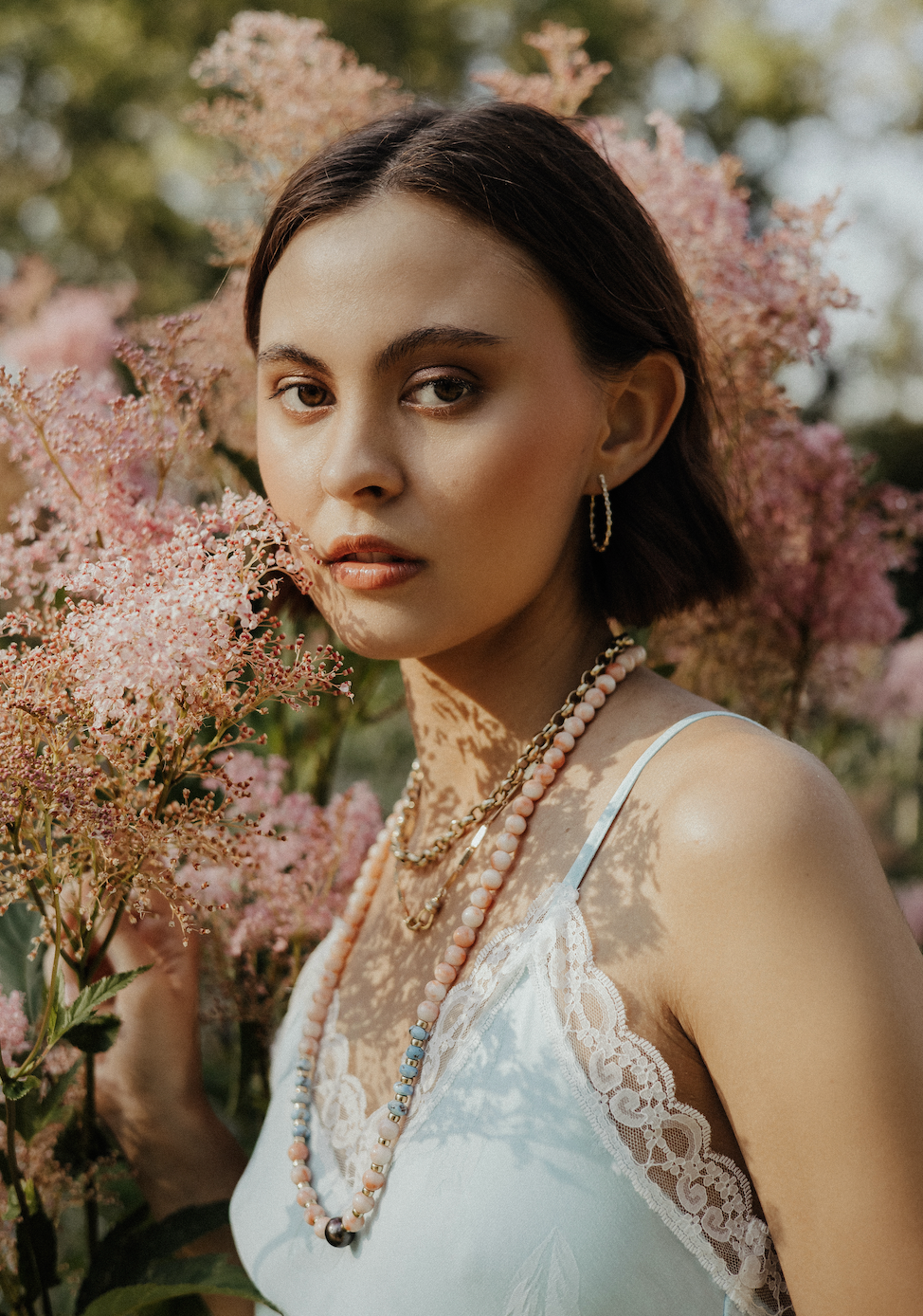 LONG CORAL, GOLDEN HILL & TAHITIAN PEARL NECKLACE
