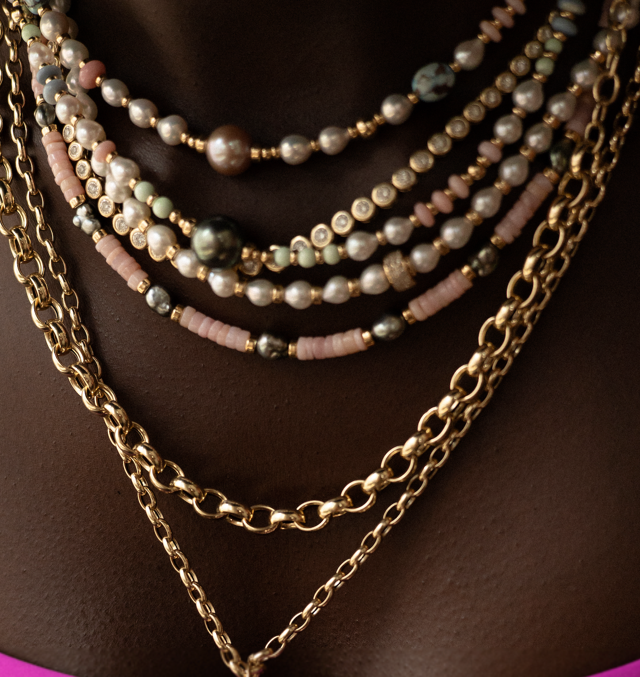 PINK SAPPHIRE & TAHITIAN PEARL ANTIQUITY NECKLACE