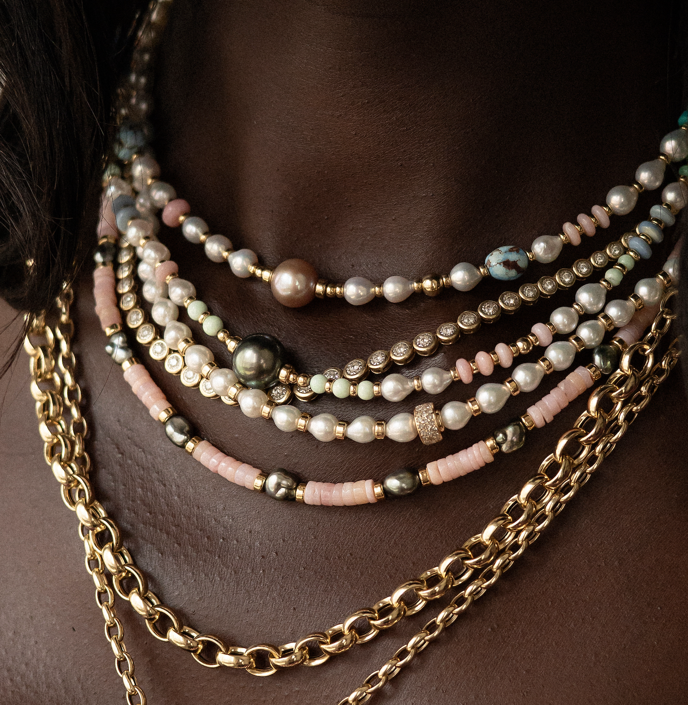 PINK SAPPHIRE & TAHITIAN PEARL ANTIQUITY NECKLACE