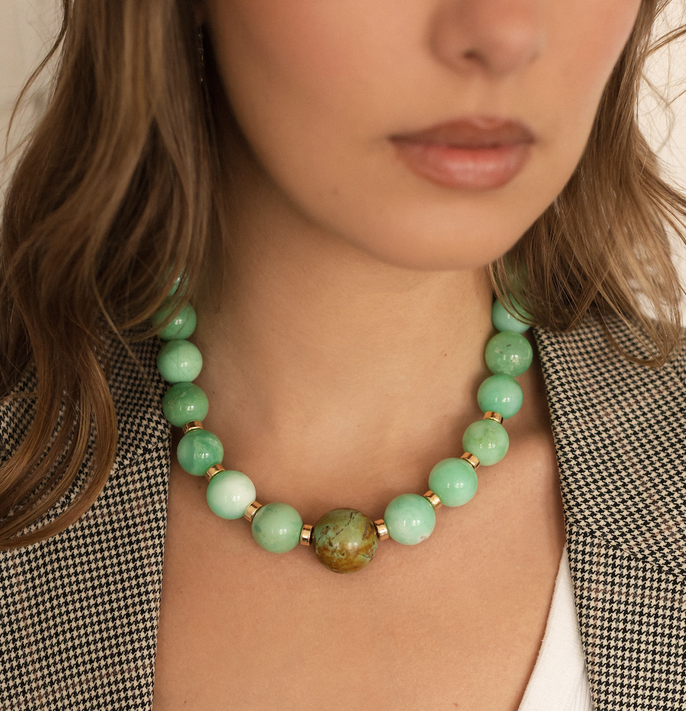 Chrysoprase and Turquoise Gemstone Necklace