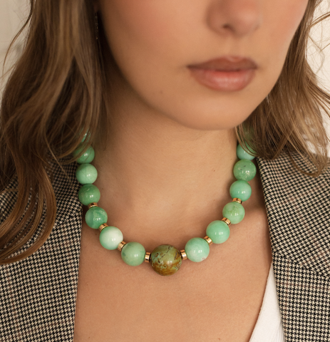 Chrysoprase and Turquoise Gemstone Necklace