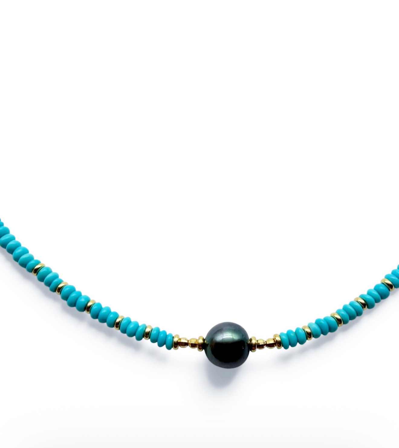 TURQUOISE OR PINK SAPPHIRE AND BABY TAHITIAN PEARL NECKLACE