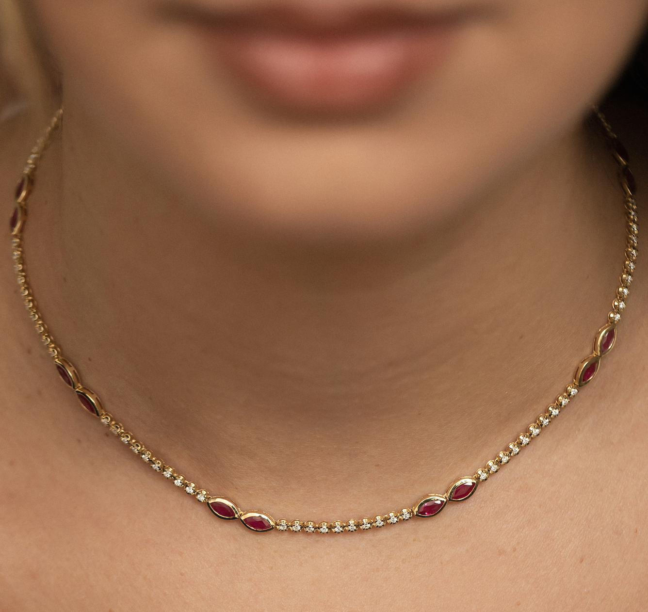 DIAMOND AND RUBY TENNIS NECKLACE