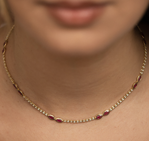 DIAMOND AND RUBY TENNIS NECKLACE