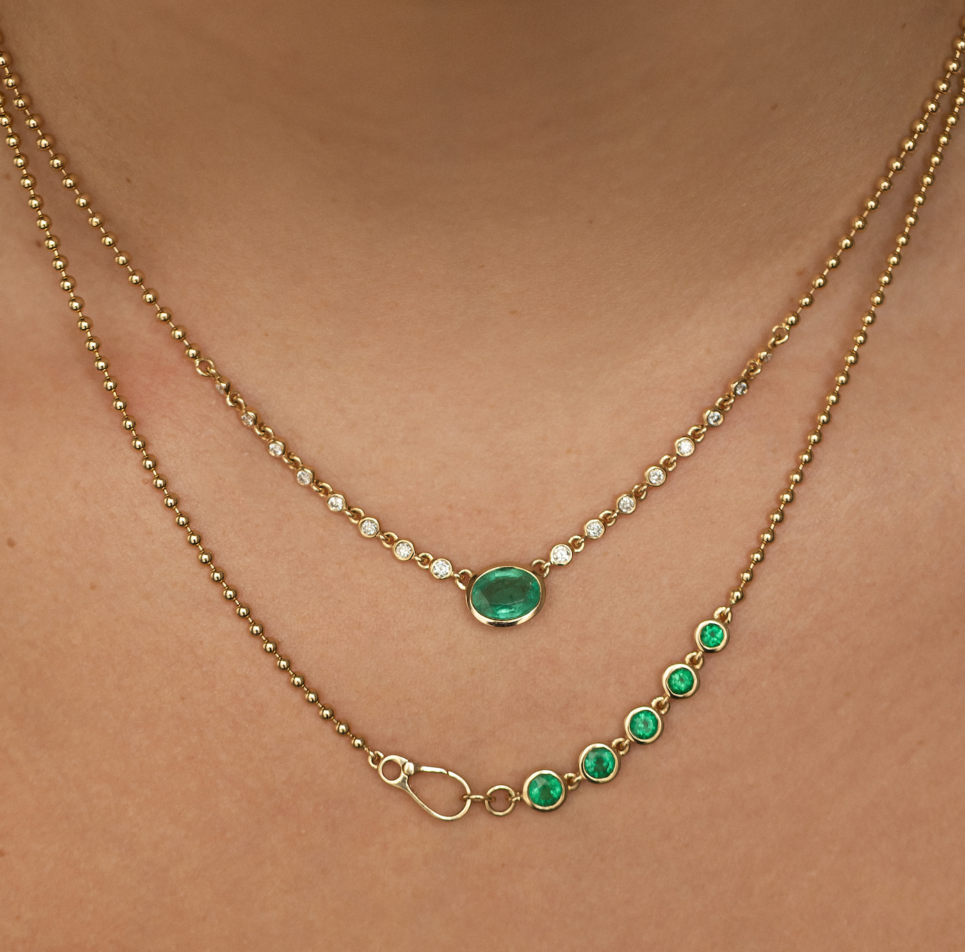 14K GOLD GEM HALO NECKLACES