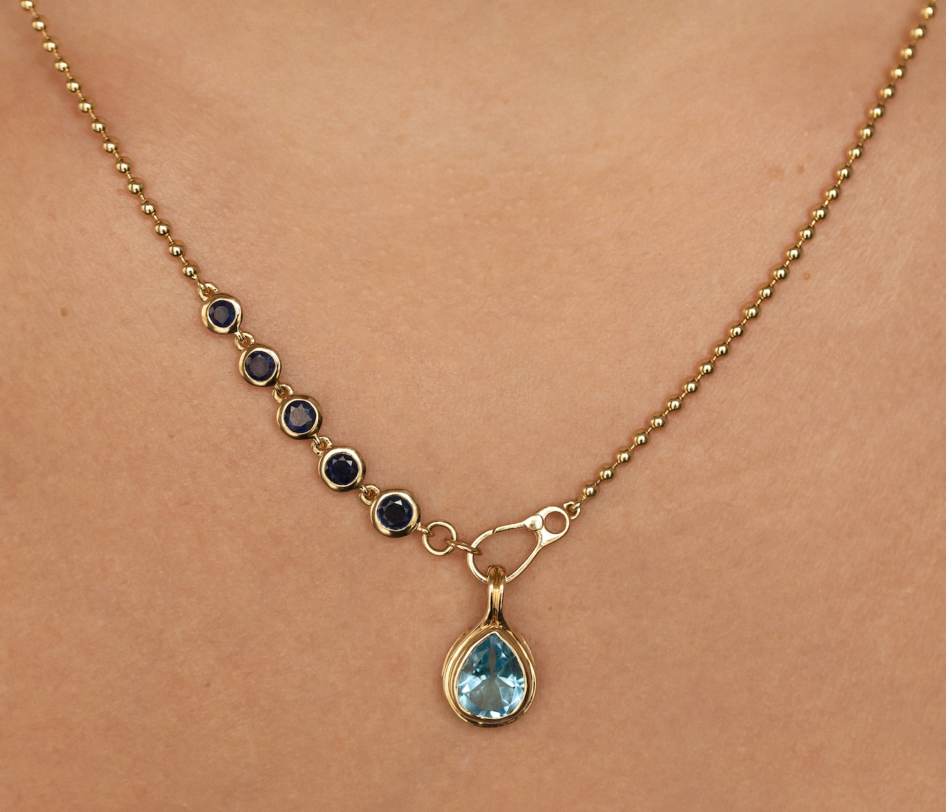 14K GOLD GEM HALO NECKLACES