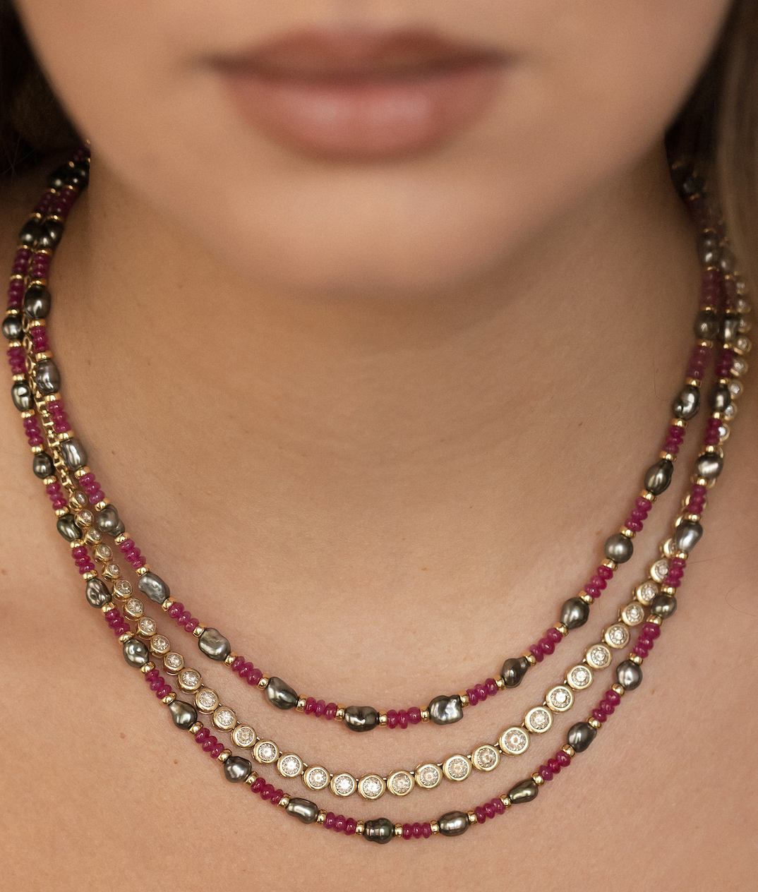 RUBY AND TAHITIAN PEARL NECKLACE