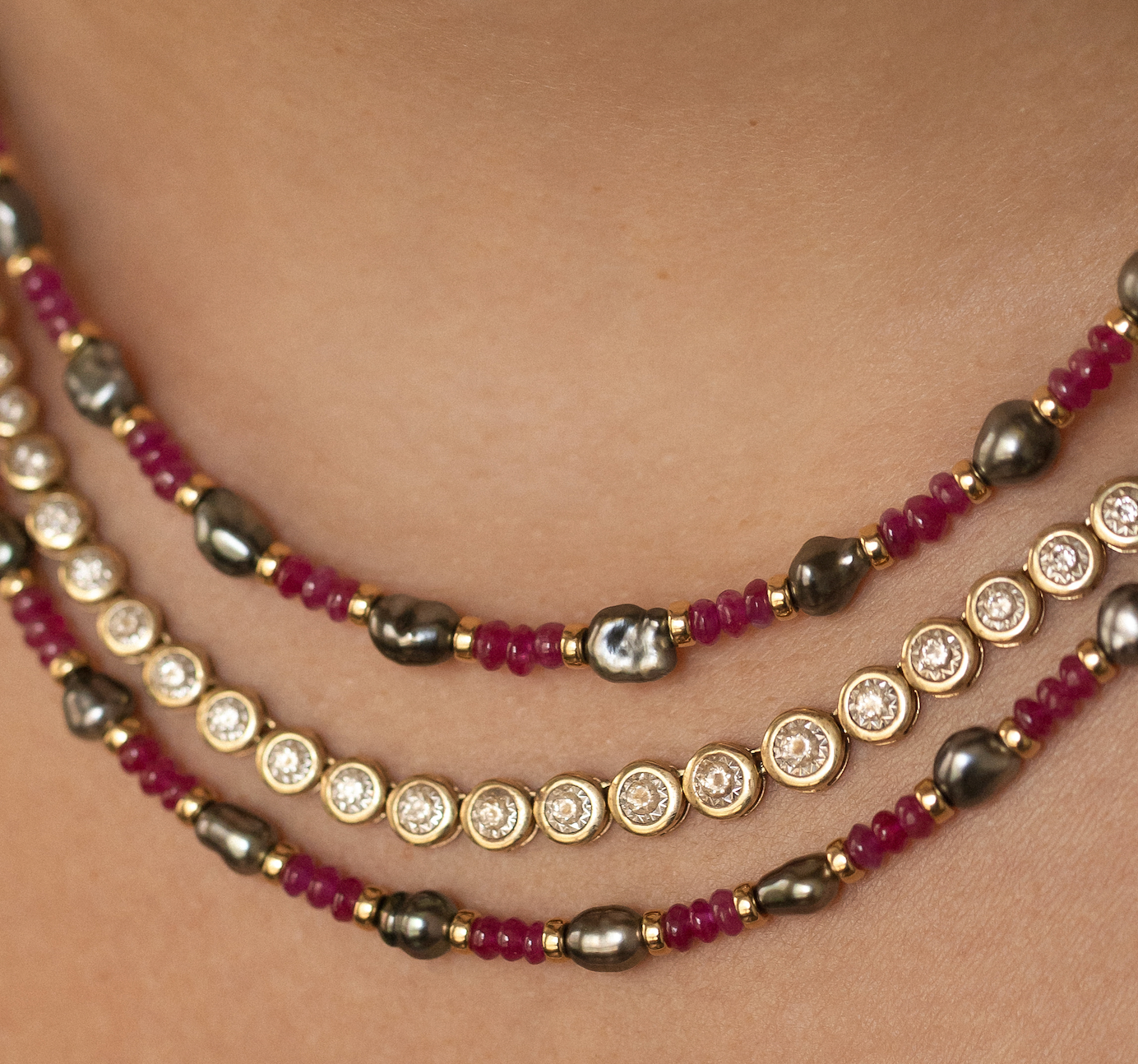 RUBY AND TAHITIAN PEARL NECKLACE