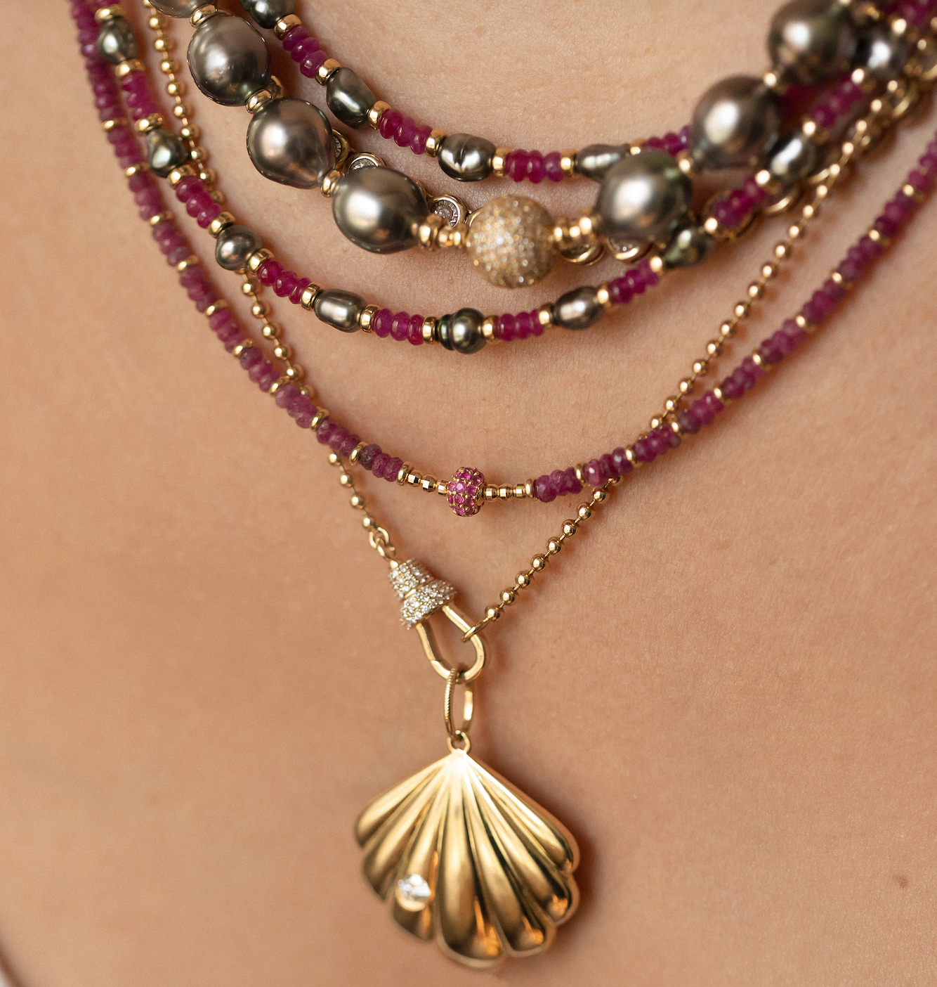 RUBY AND TAHITIAN PEARL NECKLACE