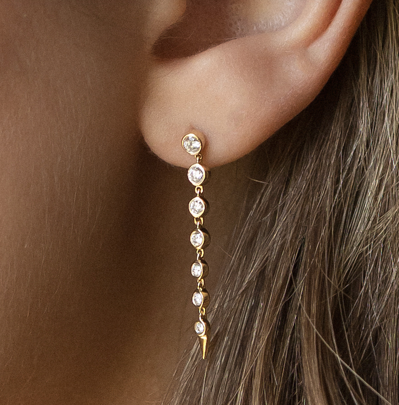 BEZEL DIAMOND DROP EARRINGS