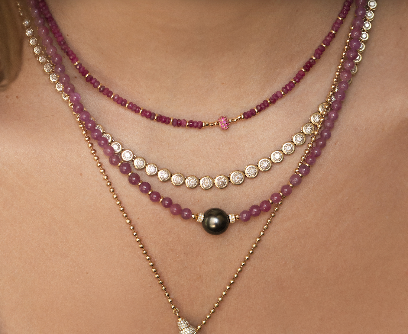 14K GOLD LARGE BEZEL DIAMOND  TENNIS NECKLACE