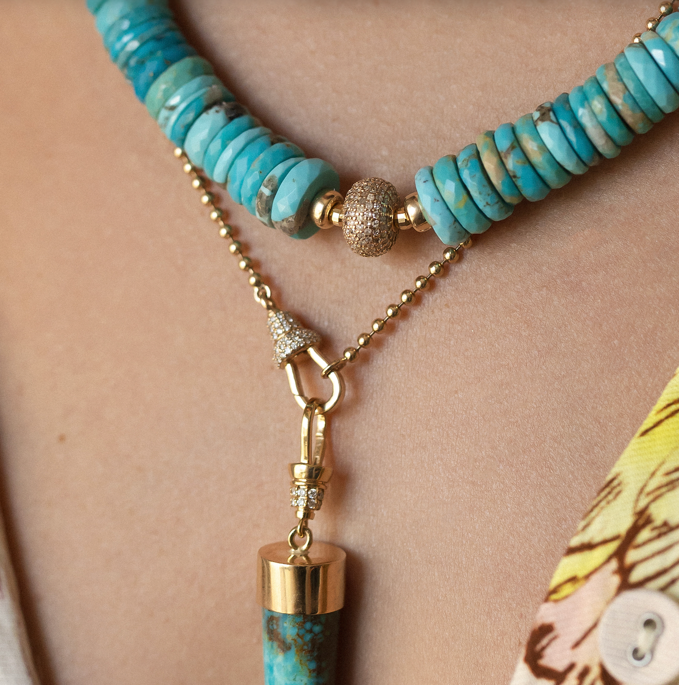 TURQUOISE HEISHI BEAD NECKLACE