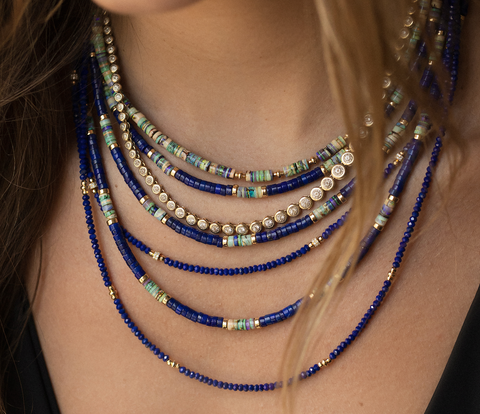 LAPIS & OPAL BEADED NECKLACES