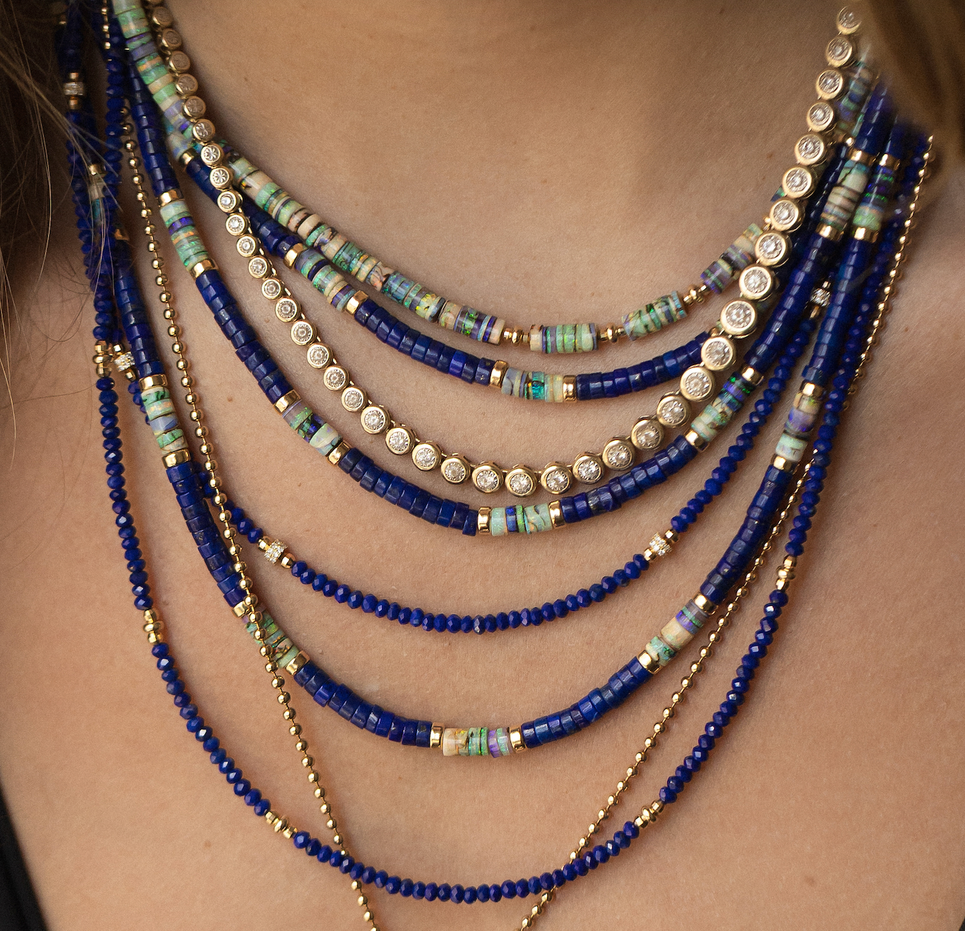 LAPIS & OPAL BEADED NECKLACES