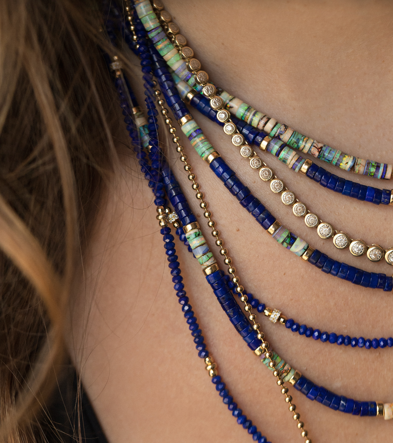 LAPIS & OPAL BEADED NECKLACES
