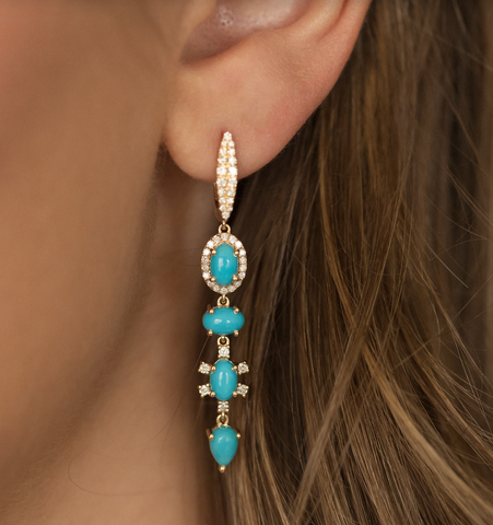 TURQUOISE & DIAMOND DROP EARRINGS