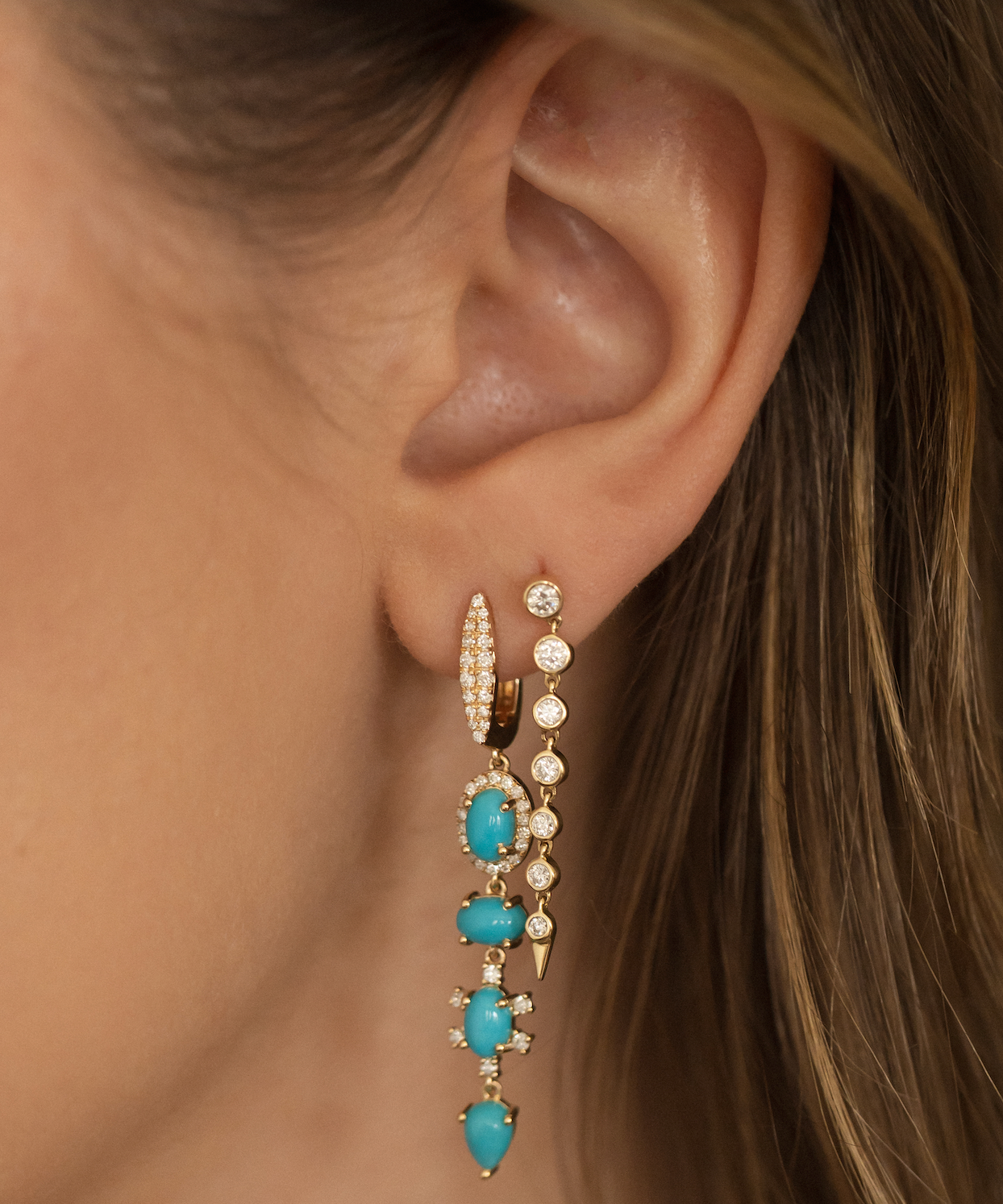 TURQUOISE & DIAMOND DROP EARRINGS