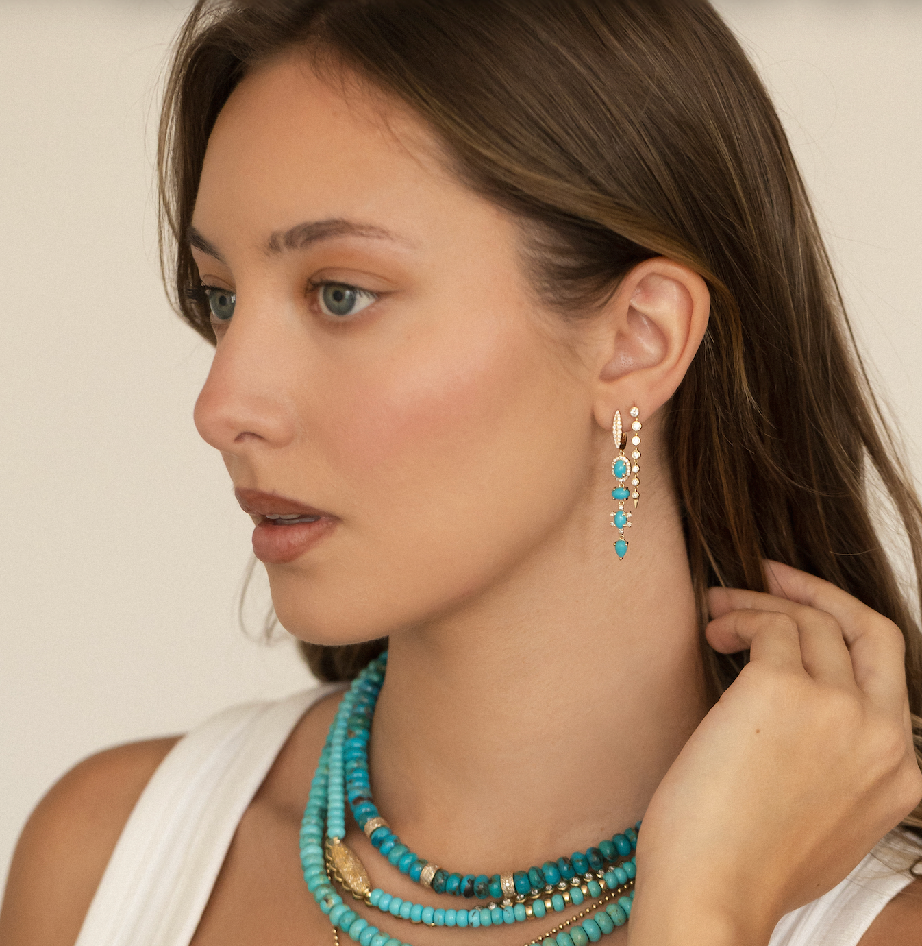 TURQUOISE & DIAMOND DROP EARRINGS