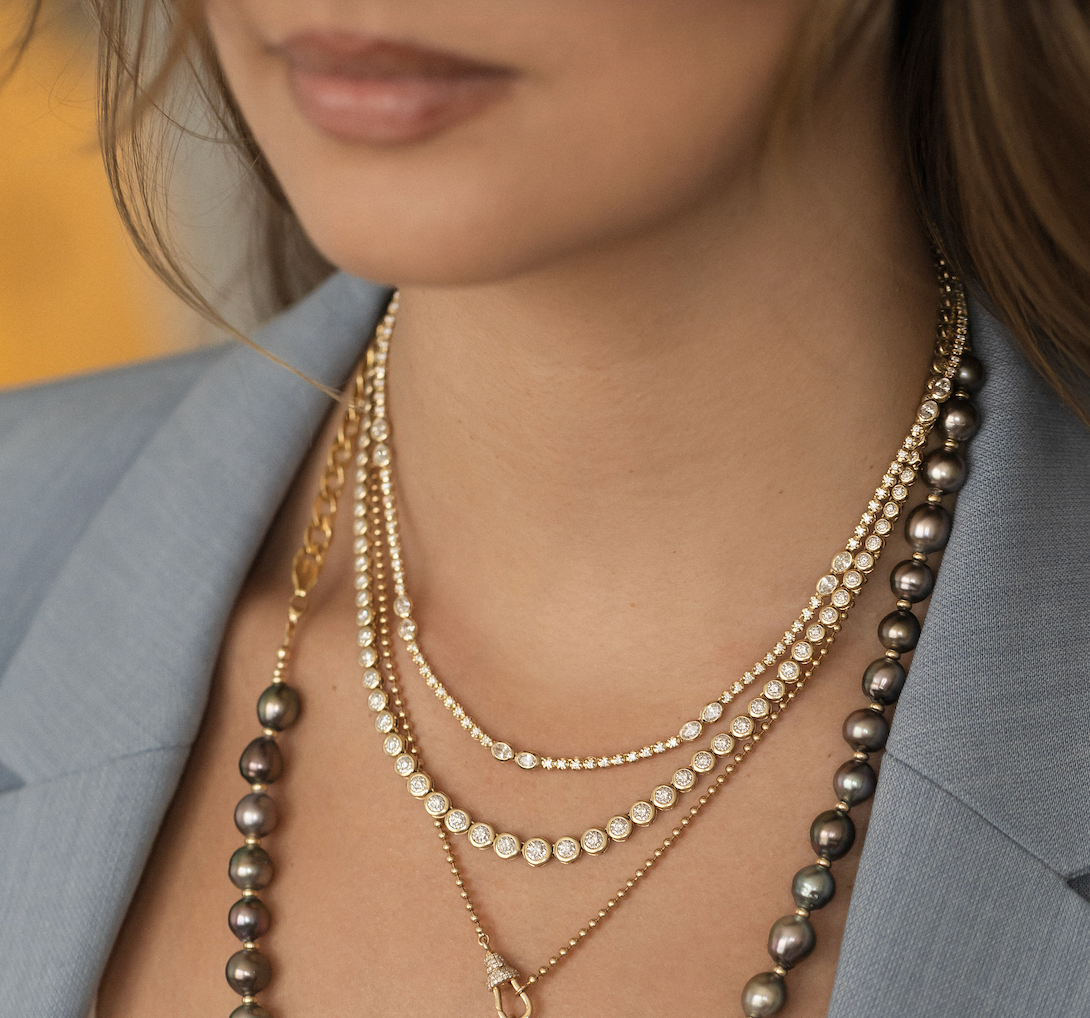 DIAMOND OVAL AND ROUND TENNIS NECKLACE WITH
