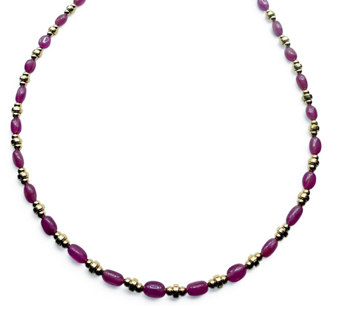 SAPPHIRE AND GOLD BEADED NECKLACE