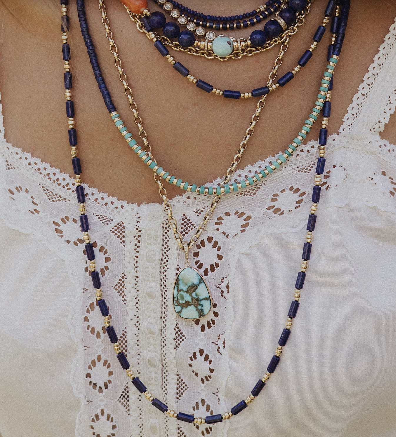 THE LAPIS AND GOLD BEAD NECKLACE