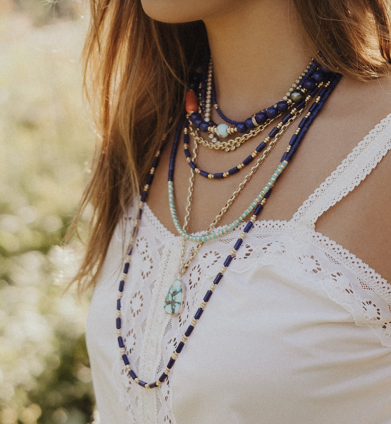 THE LAPIS AND GOLD BEAD NECKLACE