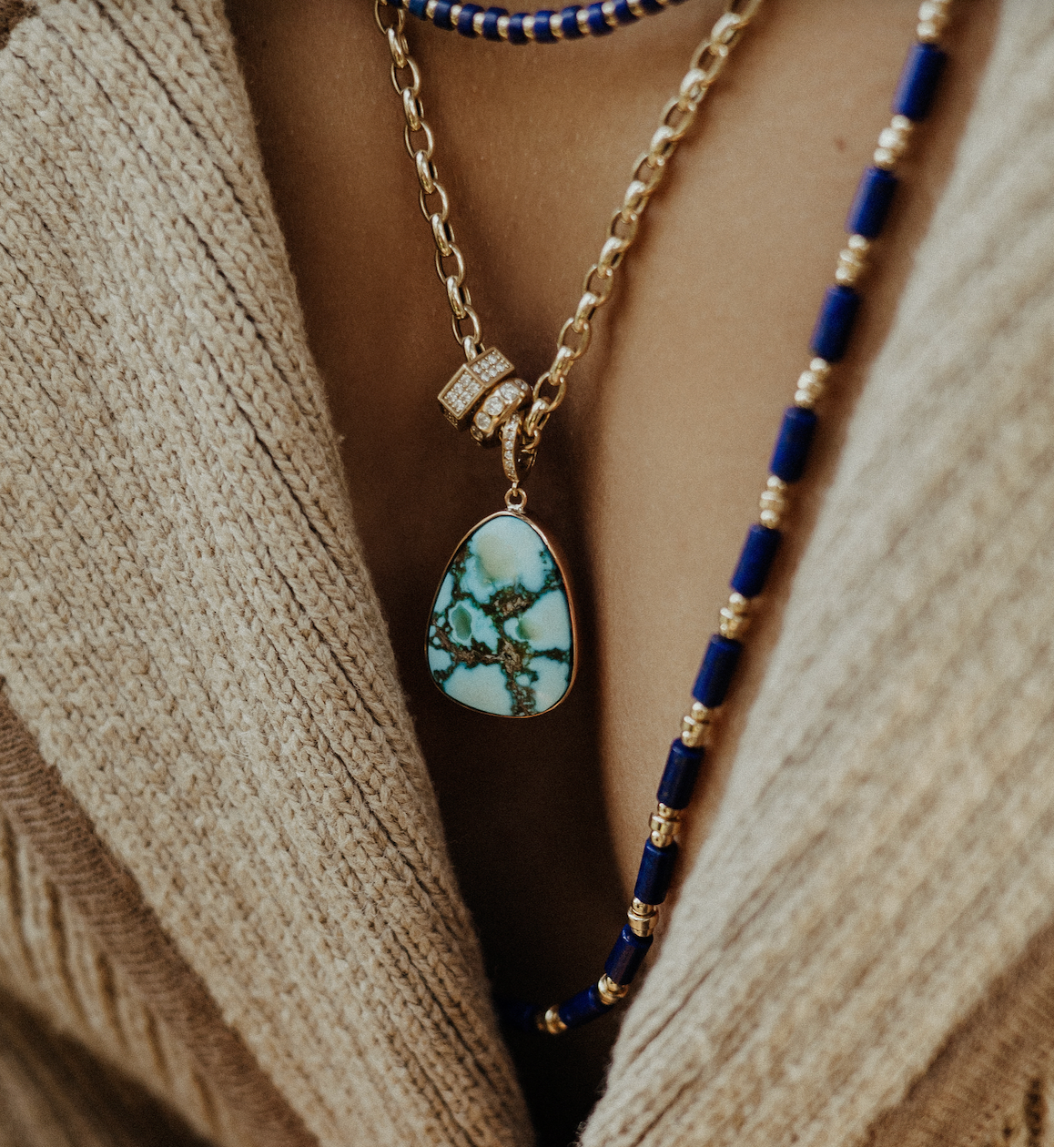 THE LAPIS AND GOLD BEAD NECKLACE