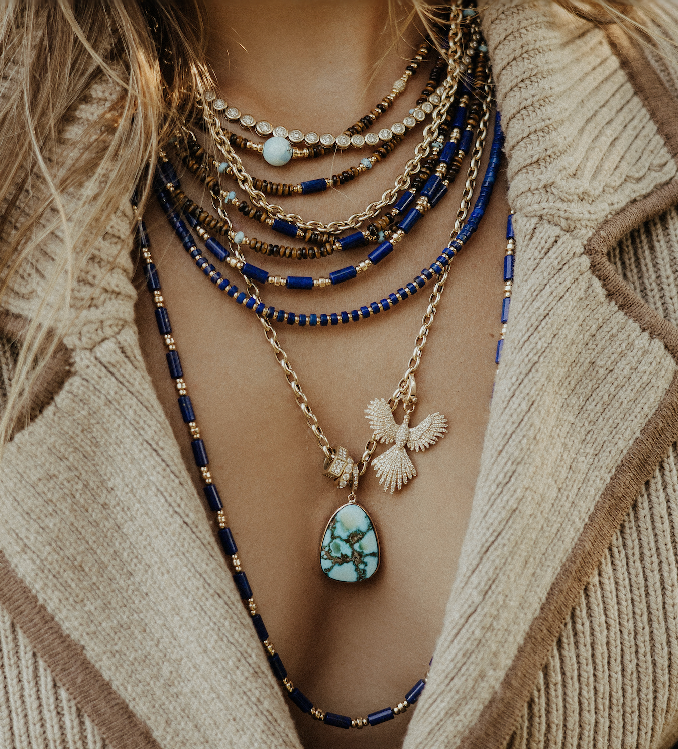 THE LAPIS AND GOLD BEAD NECKLACE