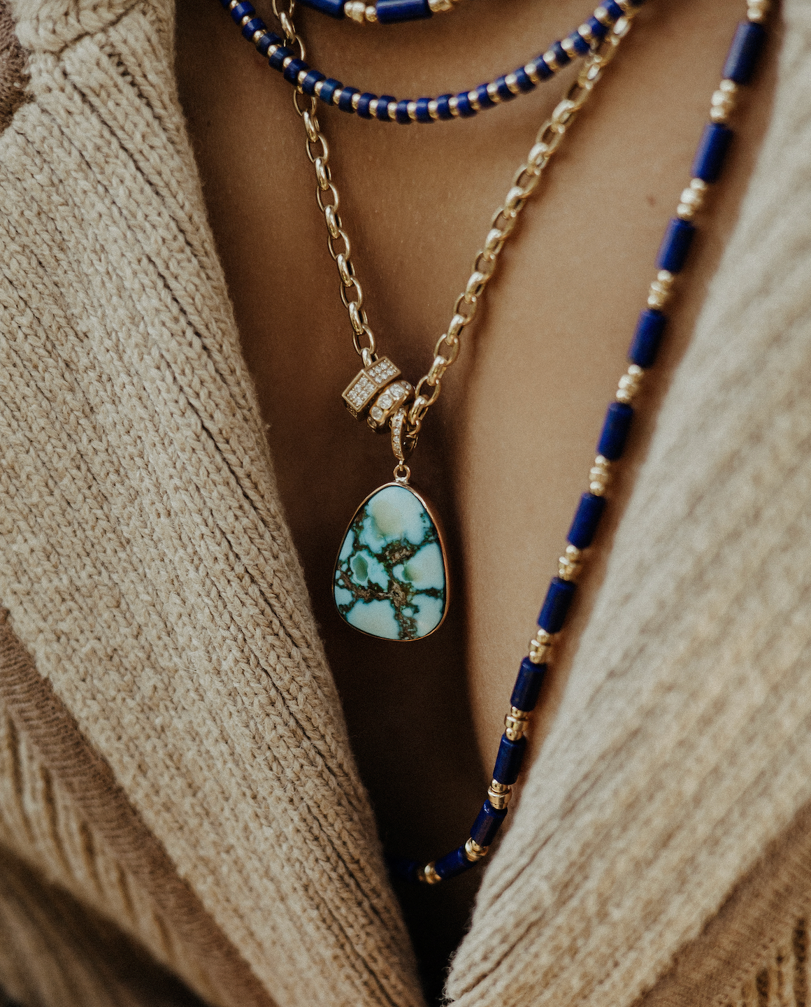 THE LAPIS AND GOLD BEAD NECKLACE