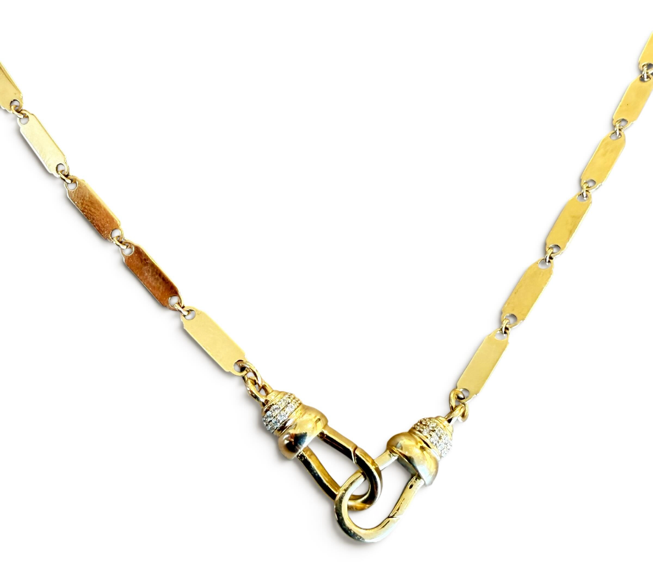 14K GOLD BAR CHAIN WITH DIAMOND CHARM CLIPS