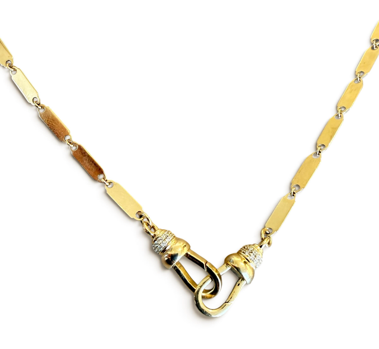 14K GOLD BAR CHAIN WITH DIAMOND CHARM CLIPS