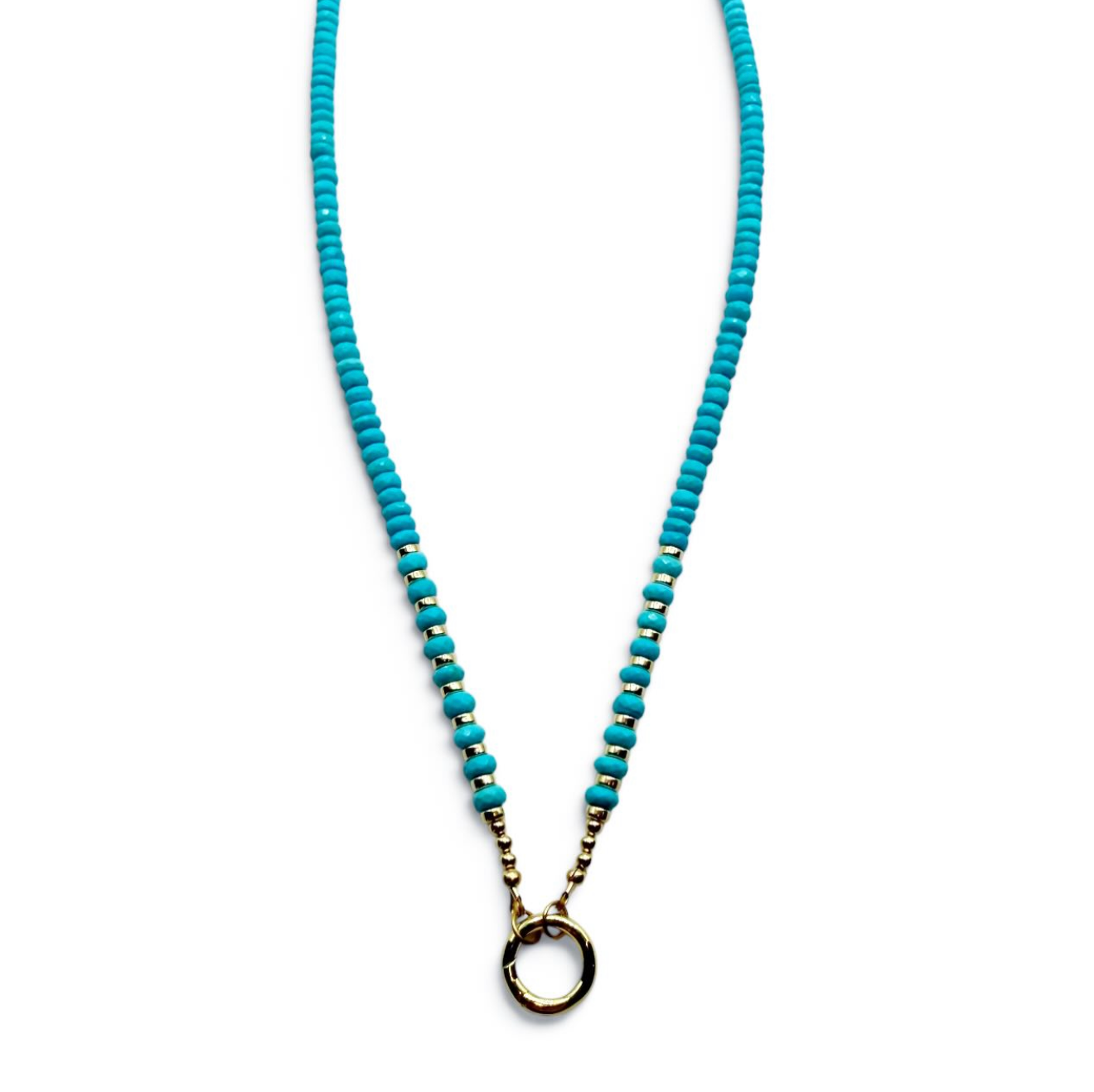 TURQUOISE 22" NECKLACE WITH FRONT FACING CLASP
