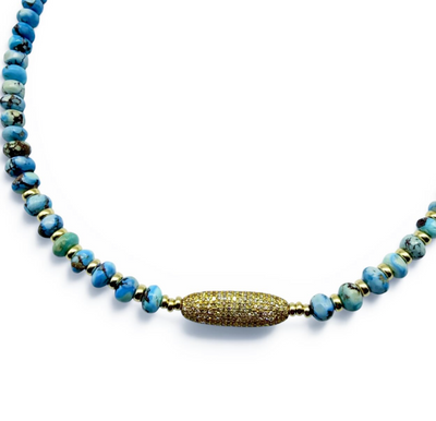 GOLDEN HILL AND DIAMOND BEAD NECKLACE