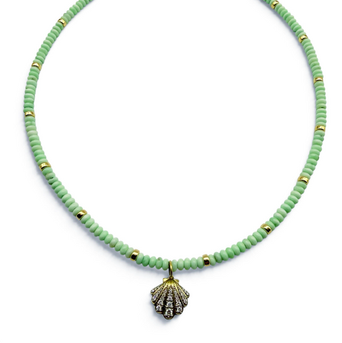 14K GOLD AND DIAMOND SHELL ON PALOMA BEADS