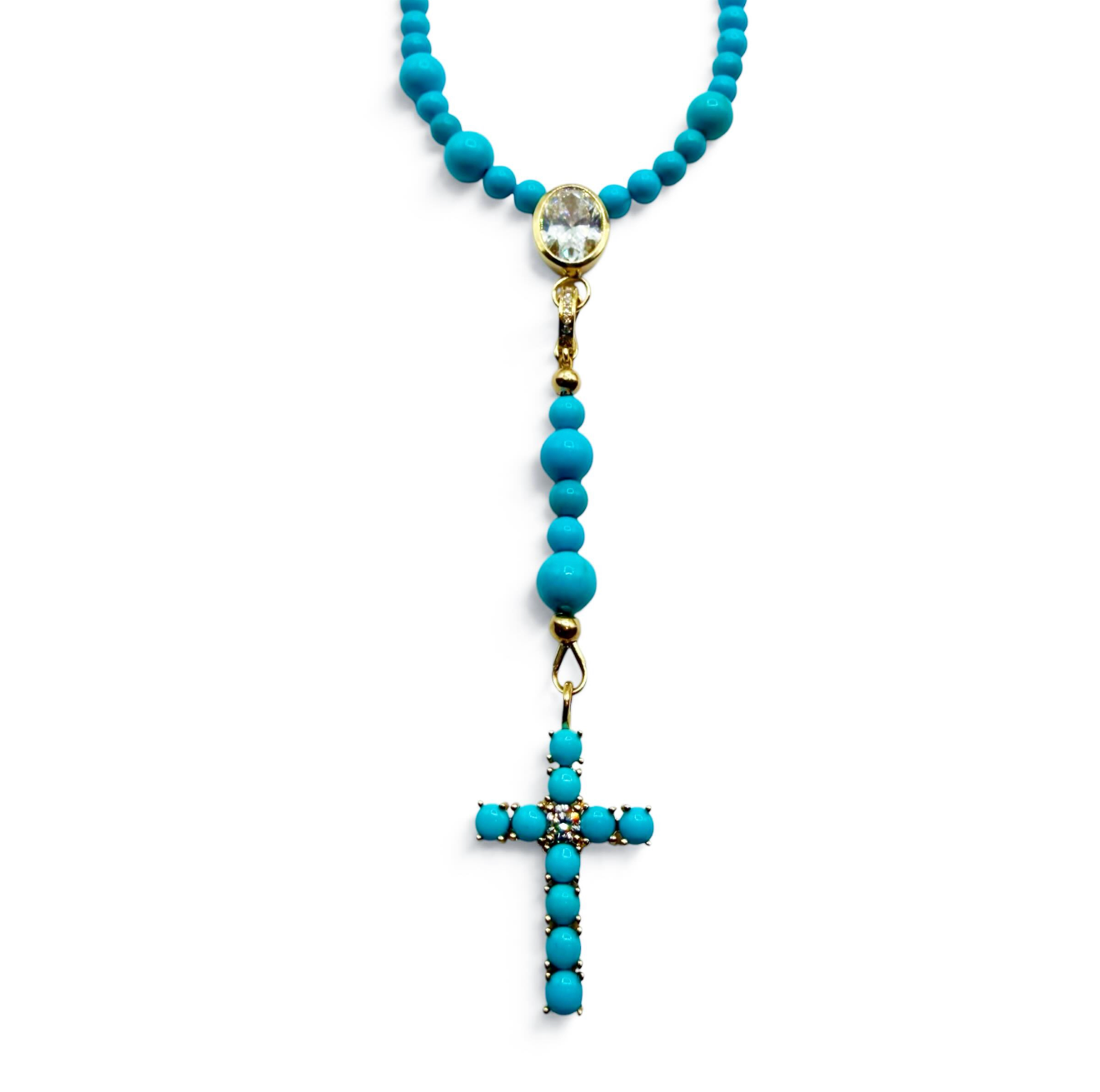 SLEEPING BEAUTY TURQUOISE & DIAMOND LARIAT NECKLACE